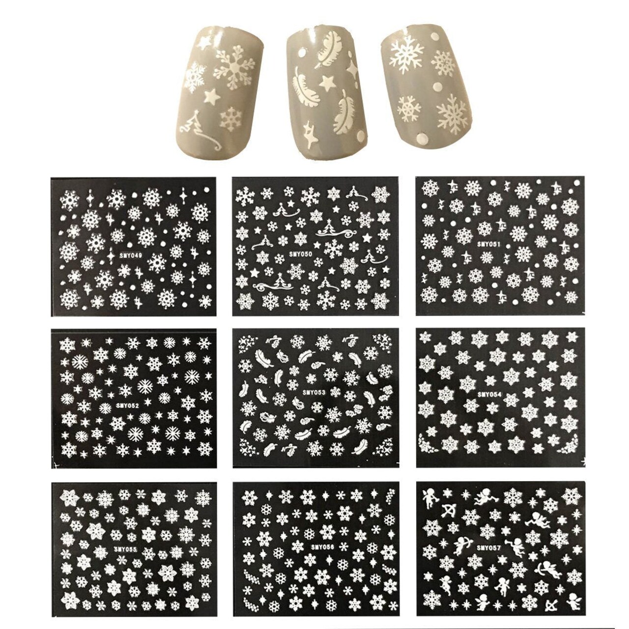 Wrapables Snowflakes Nail Stickers Nail Art 3d Nail Decals, 12 Sheets